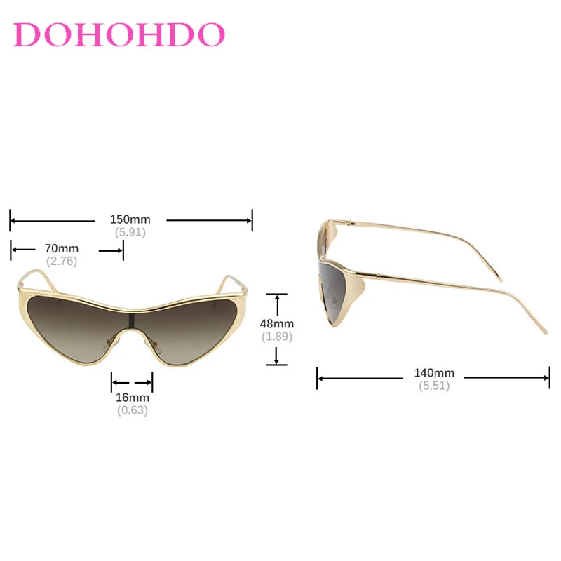 2025 Nieuwe Trendy Y2K Cat Eye Metalen dameszonnebril Luxe merkontwerper Punk zonnebril Heren Outdoor Travel Shades Dames UV400