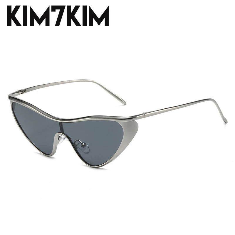 Y2K Punk Cat Eye Zonnebril Vrouwen 2025, Luxe Merk Steampunk Een Stuk Zonnebril Voor Lady Vintage Shield Eyewear UV400 Shades