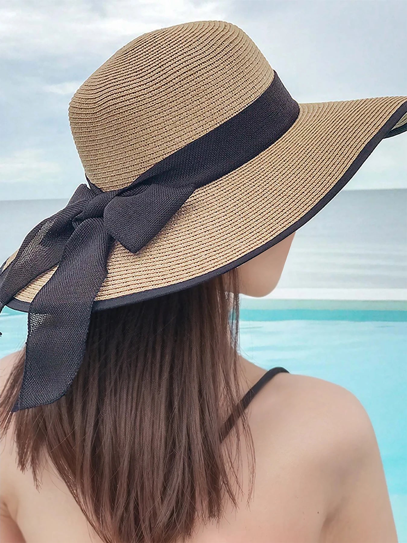 Zomer Strohoed Strand Koreaanse Stijl Aan Zee Grote Rand Buiten Zonwering Zonnehoed Vakantie Opvouwbare Strohoed