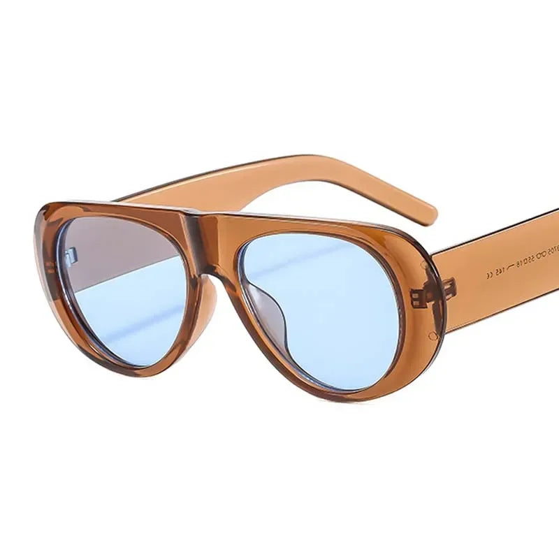 Nieuwe Ovale Zonnebril Vrouwen Mannen Stijlvolle Merk Designer Geometrische Zonnebril Vrouwelijke Mannelijke Plastic Grote Frame Outdoor Brillen