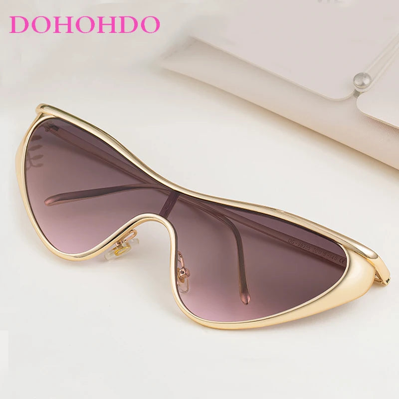 2025 Nieuwe Trendy Y2K Cat Eye Metalen dameszonnebril Luxe merkontwerper Punk zonnebril Heren Outdoor Travel Shades Dames UV400