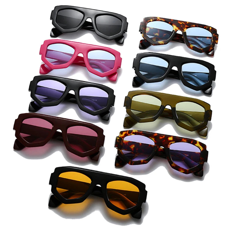 SO&EI Mode Onregelmatige Vierkante Dames Zonnebril Tinten UV400 Retro Blauw Paars Heren Zonnebril