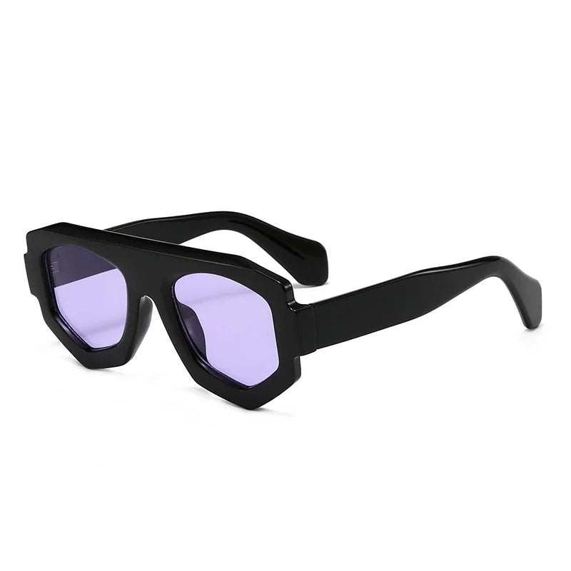 SO&EI Mode Onregelmatige Vierkante Dames Zonnebril Tinten UV400 Retro Blauw Paars Heren Zonnebril