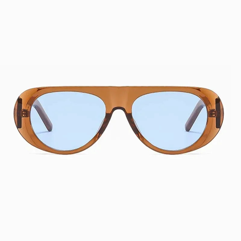 Nieuwe Ovale Zonnebril Vrouwen Mannen Stijlvolle Merk Designer Geometrische Zonnebril Vrouwelijke Mannelijke Plastic Grote Frame Outdoor Brillen