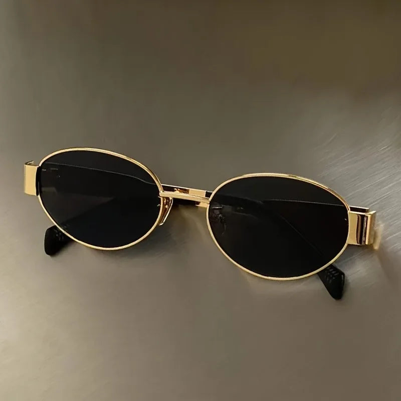 Retro metalen frame pilot ovale zonnebril dames heren merkontwerper vintage ronde zonnebril luxe jaren 90 groene lens tinten mannelijk