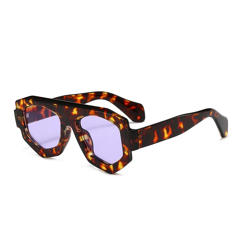 SO&EI Mode Onregelmatige Vierkante Dames Zonnebril Tinten UV400 Retro Blauw Paars Heren Zonnebril