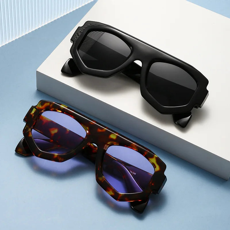 SO&EI Mode Onregelmatige Vierkante Dames Zonnebril Tinten UV400 Retro Blauw Paars Heren Zonnebril