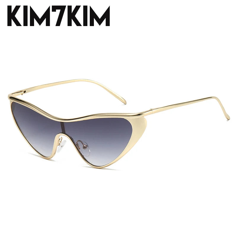 Y2K Punk Cat Eye Zonnebril Vrouwen 2025, Luxe Merk Steampunk Een Stuk Zonnebril Voor Lady Vintage Shield Eyewear UV400 Shades