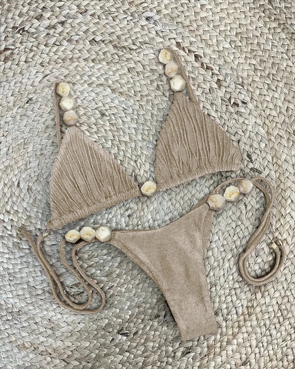 2024 sexy bikini set hoge taille gouden gedrukt vrouwen badmode push-up bikini badpak vrouwelijke biquini badpak