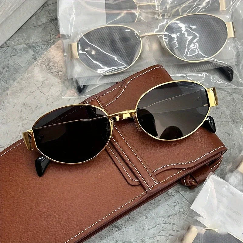Retro metalen frame pilot ovale zonnebril dames heren merkontwerper vintage ronde zonnebril luxe jaren 90 groene lens tinten mannelijk