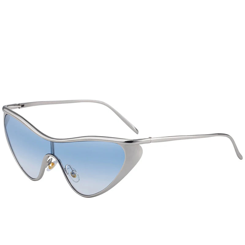 2025 Nieuwe Trendy Y2K Cat Eye Metalen dameszonnebril Luxe merkontwerper Punk zonnebril Heren Outdoor Travel Shades Dames UV400
