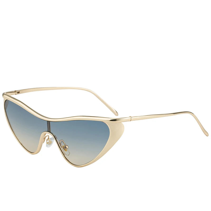2025 Nieuwe Trendy Y2K Cat Eye Metalen dameszonnebril Luxe merkontwerper Punk zonnebril Heren Outdoor Travel Shades Dames UV400