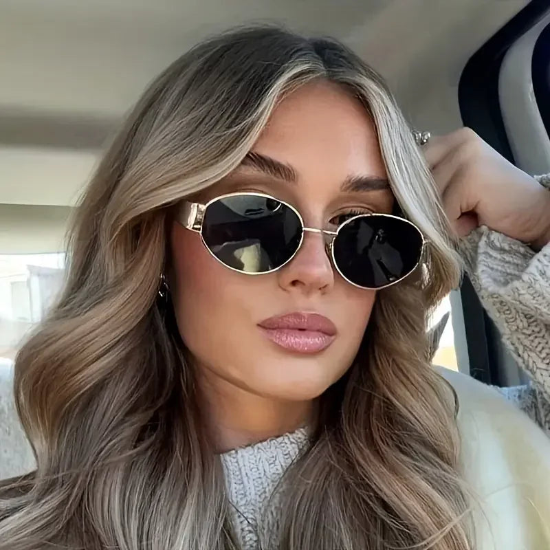 Retro metalen frame pilot ovale zonnebril dames heren merkontwerper vintage ronde zonnebril luxe jaren 90 groene lens tinten mannelijk