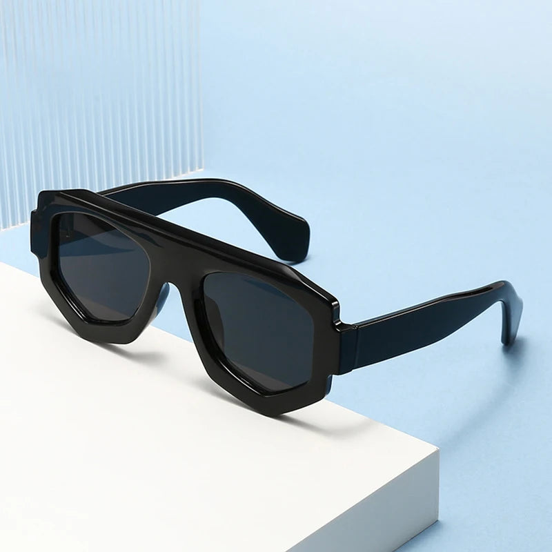 SO&EI Mode Onregelmatige Vierkante Dames Zonnebril Tinten UV400 Retro Blauw Paars Heren Zonnebril