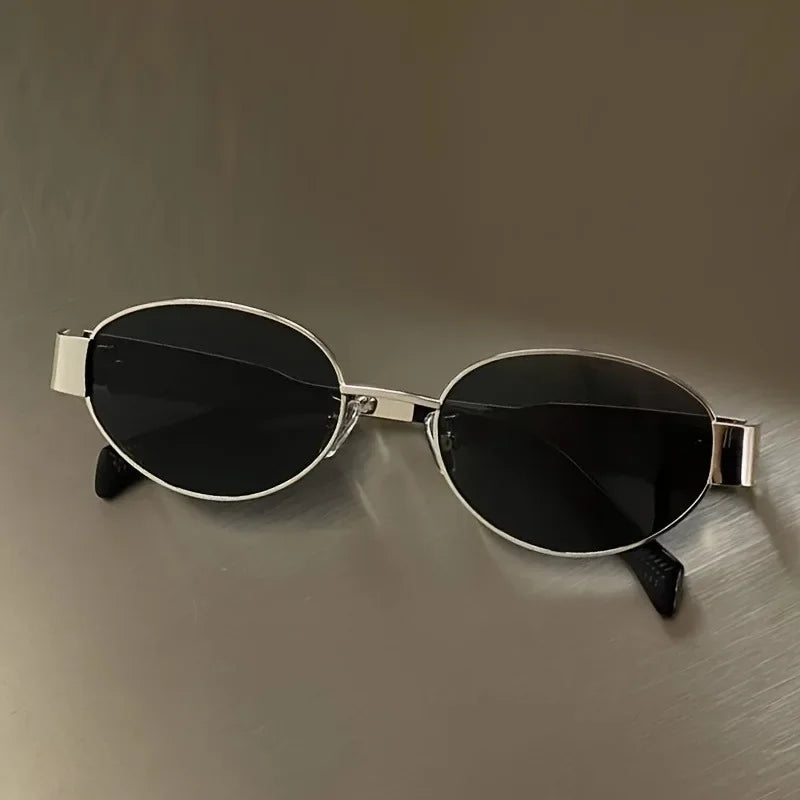 Retro metalen frame pilot ovale zonnebril dames heren merkontwerper vintage ronde zonnebril luxe jaren 90 groene lens tinten mannelijk