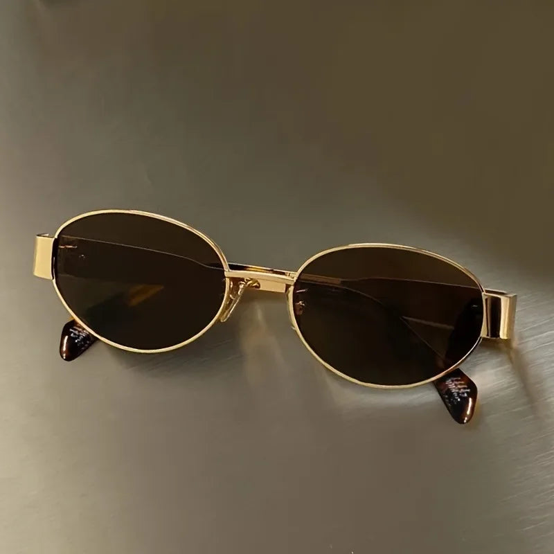 Retro metalen frame pilot ovale zonnebril dames heren merkontwerper vintage ronde zonnebril luxe jaren 90 groene lens tinten mannelijk