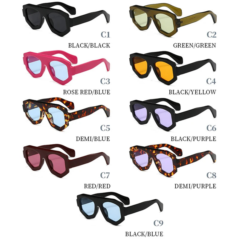SO&EI Mode Onregelmatige Vierkante Dames Zonnebril Tinten UV400 Retro Blauw Paars Heren Zonnebril