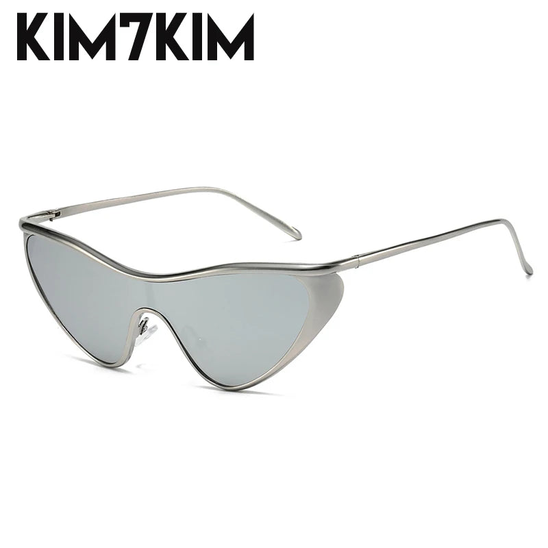 Y2K Punk Cat Eye Zonnebril Vrouwen 2025, Luxe Merk Steampunk Een Stuk Zonnebril Voor Lady Vintage Shield Eyewear UV400 Shades